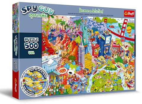 Trefl - Puzzle 500 Teile, Lost Items: USA, Spy Guy, Finde die Unterschiede
