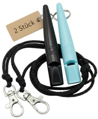 ACME Hundepfeife No. 211,5 mit Pfeifenband | Im Doppelpack | 2 Pfeifen inklusive 2 Bänder | Ideal für den Rückruf - Laut und weitreichend (Black + Baby Blue)