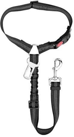 SWYSGS Starke Bungee Hundeleine mit Gepolsterten Griff und Metallhaken, Taktische Sicherheit Hundeführleine für Große/Mittlere Hunde, Flexi Elastische Ruckdämpfer Führleine, (Schwarz)