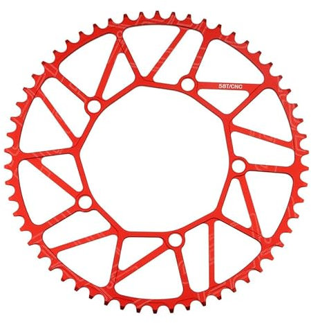 WANGZEYU Kettenblatt Klappfahrrad schmale breite Zähne 130BCD Kettenblatt 46 48 50 52 56 58T Kettenrad Aluminiumlegierung Fahrradkurbelgarnitur FahrradkettenbläTter (Color : 58T red)