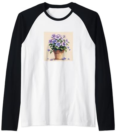 Clematis Plant In Pot Cottagecore Hearts Graphic Raglan Baseball Tee