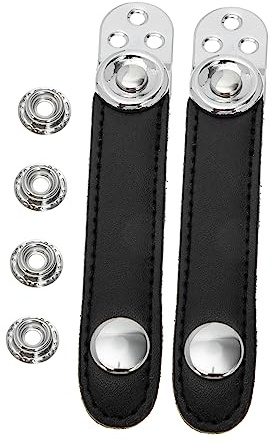 Akkordeon Fittings aus Rindsleder und Stahl, 1 Satz Schwarze | Universelles Zubehör für Akkordeon, Vier Ersatzverschlüsse Enthalten, Abriebfest, und Kompakt
