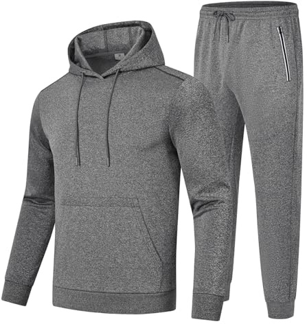 donhobo Joggingdräkt herr 2 delar tracksuit med huvtröja och sportbyxor streetwear stil mode träningsoverall för män gym varm tracksuit andas sportdräkt, Mörkgrå, 3XL
