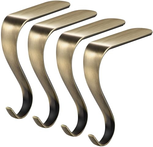 Doitory Lot de 4 supports de chaussettes pour cheminée, crochets pour cheminée (bronze)