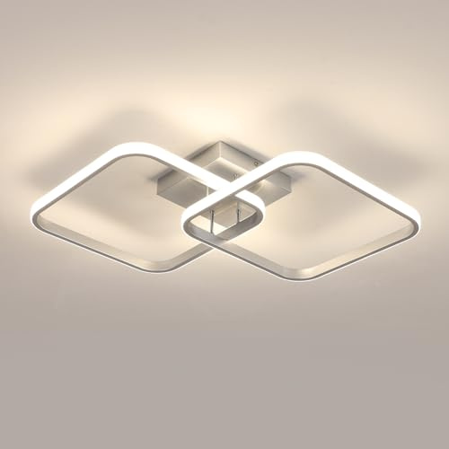 Toolight Deckenleuchte LED 42W 4725LM 4500K Silber 59cm Wohnzimmer | Deckenlampe und Deckenleuchte, Acryl Neutralweiß, für Schlafzimmer, Küche, Bad und Korridor, elegante Form