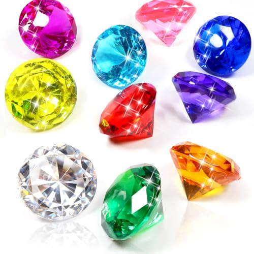 TOAOB 10 Stück Deko Diamanten Bunte Groß 40 mm Farbsteine Acryl Kristalle | Diamantkristalle Dekosteine Tischdeko Diamanten Streudeko für Vasen Tischdeko Mitgebsel Hochzeit