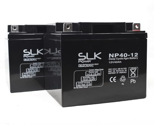 SLK Power Mobility Scooter AGM Battery Pair of 2 x 12v 40ah Reliable And long Lasting Replacement Batteries For Electric Scooters And Wheelchairs