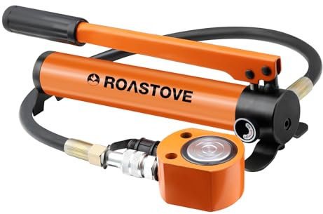 Roastove 20T Hydraulic Ram Cylinder Jack Low Profile Porta Power kit with CP-180 Hydraulic Hand Pump for Machinery Shipbuilding