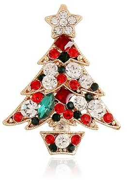 JUSTUSNX Weihnachtsschmuck für Damen, roter Weihnachtsbaumring, verstellbar, Diamantenimitat, Halskette, Weihnachtsfeier-Zubehör, Einheitsgröße, Legierter Stahl