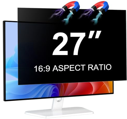 2 Stück 27 Zoll Monitor Blickschutzfilter für 16:9, Abnehmbarer Blendfrei Blaulichtfilter Computer Privacy Screen 27 Sichtschutzfolie Displayschutz Kompatibel mit Lenovo/HP/Dell/Acer/Samsung/Asus