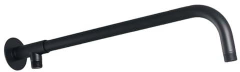 Melairy Duschkopf Arm mit Messinghalterung Wandmontage 37 cm Edelstahl Duscharm für festen Duschkopf Schwarz