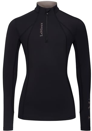 LeMieux Young Rider Classique Base Layer - Childrens Equestrian Horse Riding Long Sleeve Top - Black - 11-12years