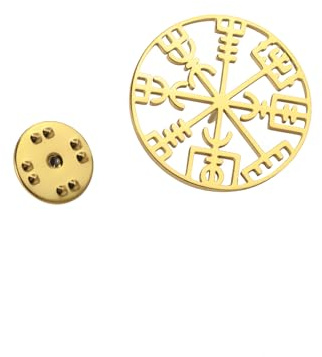 Amaxer Vegvisir Kompass-Brosche für Damen und Herren, Wikinger-Brosche, Vintage-Brosche, Schal-Anstecknadel