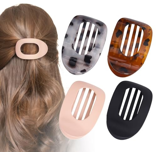 4 Stück Flat Claw Clip, Haarspange Flach Damen, Rutschfeste Haarklammer, Starker Halt Seitliche Haarklammern für dickes und dünnes Haar, Leicht & Bequem, Rutschfest