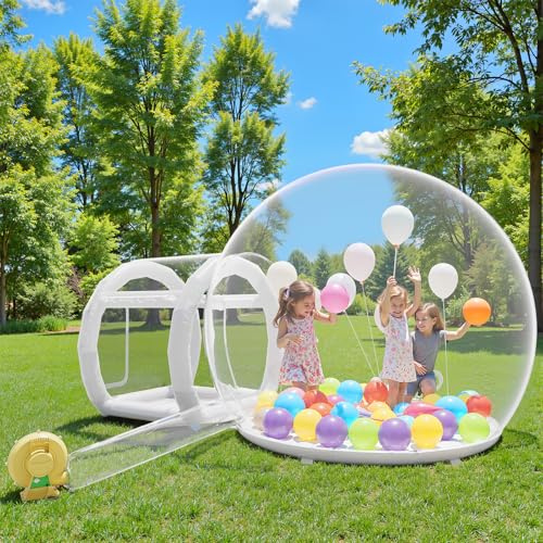 Warmiehomy 10FT White Inflatable Bubble House for Wedding Decoration, Inflatable Bouncy Balloon House Dome with Tunne for Celebration Party Wedding Birthday Kids Valentine's Day