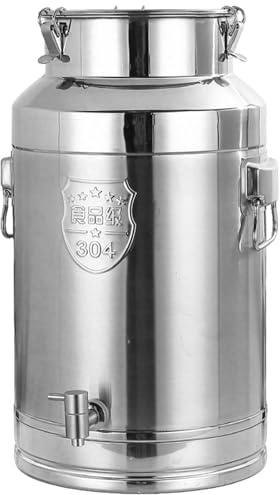 SWRONP Stainless Steel Milk Can with Spigot,5 Gallon Stainless Steel Water Dispenser,Milk Bucket 20Liter Wine Pail with Sealed Lid,Water jug Oil Liquid Storage Barrel,Airtight Food Storage Container