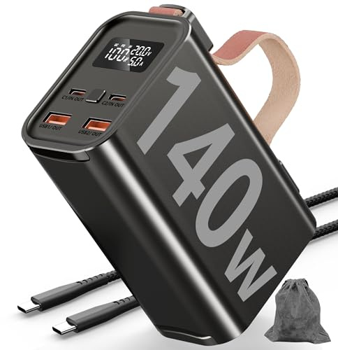 50000mAh Batterie Externe 140W Power Bank:Charge Rapide avec écran numérique,Chargeur Portable Grande capacité 4 Sorties et 2 entrées, Batterie Externe pour iPhone iPad MacBook Pro