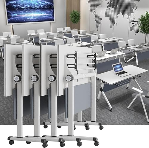 Hopfällbart konferensbord, rullande multifunktionellt skrivbord för möten och träning, rektangulär skarvdesign, öppen förvaring, perfekt för hem eller kontor