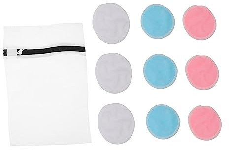 ARTSEWPLY 10 piezas Almohadillas Maquillaje de Fibra de Bambú Reutilizables Doble Capa Bolsa de Algodón Desmaquillante Lavable para Piel Seca y Grasa