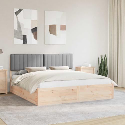 Qnhdfrt Holzbett 180x200 cm, massiv Kiefer, gepolstertes Kopfteil, Lattenrost, Doppelbett ohne Boxspring