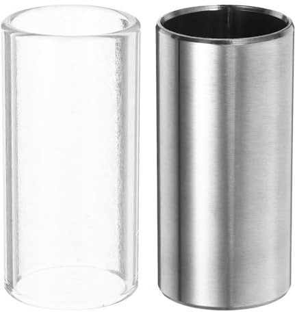 SWETRACE 2pcs Medium Bottleneck Slide for Guitar Bass Glass Slide and Stainless Steel Guitar Standard for Electric Bass