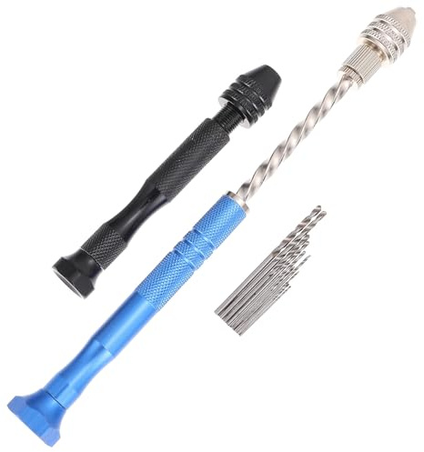 EXHUMKY Juego de Microbrocas Manuales para Hacer Joyas, 12 Piezas, Acero Resistente, Incluye Taladros para Resina y Mini Brocas, Herramienta Portátil Adecuado para Bricolaje y Perforación