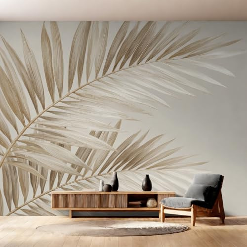 Générique Papier Peint Feuilles de Palmier, Motif Papier Peint Intissé Panoramique Feuille Plante Tropical 350x256 Wallpaper Pour Salon Chambre Deco Murale W20