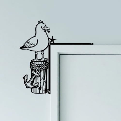 CUTHOLLOW Möwe und Anker Türrahmen Deko Metall Wanddeko | 25x25cm Türrahmen Schild, Tür Deko, Wanddeko Tür, Hängende Fensterdeko, Metall Dekoschild für Zuhause & Büro