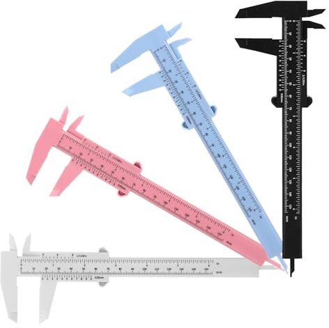 4 Pcs Double Scale Eyebrow Ruler, Eyebrow Measuring Tool (Multicolor) | Plastic Sliding Gauge Ruler, for Micro Blading Eyebrows, Brow Mapping Tool, Mini Vernier Caliper, for Brow Artists