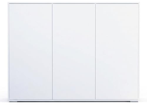 InnoFurn Highboard Elena M2, Aktenschrank mit Push-to-Open, Made in Germany, Moderner Schrank für Wohnzimmer Büro Weiß matt (152,5 x 118 x 37 cm)