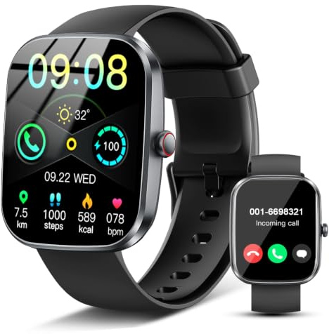 Smartwatch Herren Damen, 1.91'' Zoll HD Smart Watch mit Bluetooth Anrufe, Fitness Tracker Schrittzähler mit 110+ Sportmodi, Schlafmonitor SpO2 Herzfrequenz, IP68 Wasserdicht Fitnessuhr für Android iOS