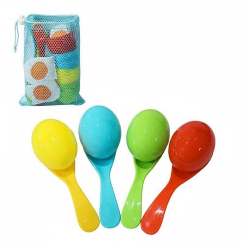 Colcolo Cuillère d'Entraînement Enfant Set Oeuf, Cuillères D Équilibre en Plastique Macaron 4 Couleurs, Emballage en Filet