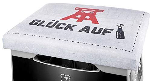 Gilde - 49830 - Kunststoff Sitzpolster für Getränkekisten, Glück auf, weiß, 32cm x 42cm x 5cm, paßt auf den handelsüblichen Bier- oder Getränkekasten.