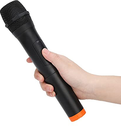 Lazmin112 Microphone sans Fil VHF Portable Universel Professionnel, Micro de Réception USB en Plastique ABS Noir, Distance de Réception de 50 Mètres, pour Le Chant Karaoké, la Parole, Le Mariage