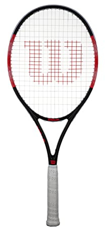wilson Federer Elite 105 Adults Tennis Racket (Available in Grip Sizes 1 to 4) (Grip 3 (4 3/8'')), Black, Red, White, One Size