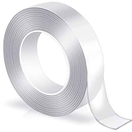 DLOPK Double Sided Tape, Double Sided Sticky Tape,Clear Double Sided Tape for Indoor Installation. (1.7Meter x 2.3CM x 1MM)