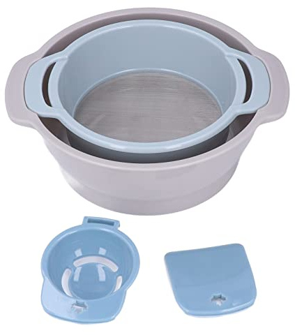 3-Piece Stackable Kitchen Sieve and Sifter Set with Deep Trays Food Safe Sifting Screens for Baking Flour and Pollen Collection