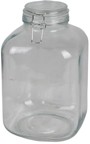 Tarro de cristal XXL con plancha de alambre, 4,8 l, tarro de cristal para pepinos, bowleglas