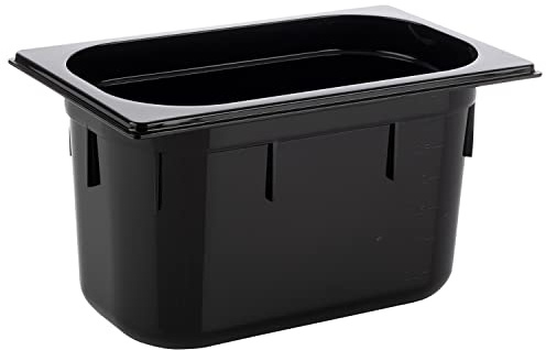 APS 82074 GN 1/4 Contenitore Gastronorm in Policarbonato Dimensioni 264 x 162 mm Altezza 150 mm Volume 3,7 Litri Nero