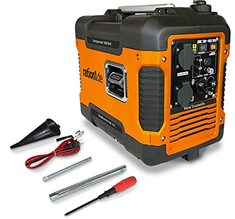 ration1 Notstromaggregat Benzin leise, Stromerzeuger, Inverter, 4-Takt Motor, Stromaggregat, USB, 230 V Steckdosen, 12 V Anschluss, Generator für Stromausfall, Camping, Garage, Wohnwagen, Baustelle