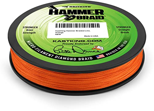 KastKing Hammer Braid Fishing Line, Orange, 8 Strand, 80LB, 150Yds