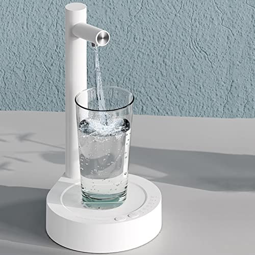 TTSAM Water Dispenser Bottle Pump,Desktop Pump,6 Levels of Quantitative USB Automatic Multifunctional Smart Pumping Machine Low Noise for Office,Kitchen,Camping, White, 15x6.6cm