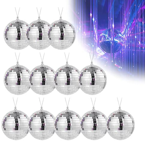 Bogoro 12 Stück Discokugel Spiegel Ball,Klein Spiegelkugel Hängekugel | Silber Spiegelkugel,für Party Karneval Geburtstag Leichte Spiegeldekoration für Decke, Party Deko (3CM Silber)