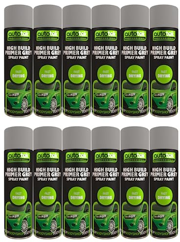 Autotek Grey High Build Primer Spray Paint 500ml x12