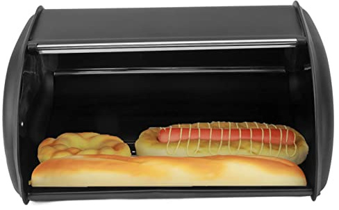Caja de Pan de Acero Inoxidable de Gran Capacidad, Soporte para Pan, Contenedor de Almacenamiento, Contenedor de Almacenamiento de Pan, Contenedor de Pan, Caja de Pan de Esquina para el Hogar Y(Negro)