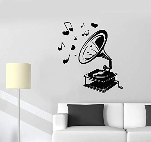 Wandaufkleber Vintage Musik Grammophon Wohnkultur Wohnzimmer Schlafzimmer Vinyl Kunst Aufkleber Notizen Abnehmbares Muster 42X46 Cm