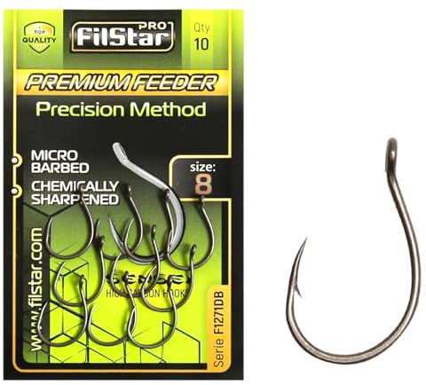 PRO FILSTAR 10 Stück Angelhaken Set N8 - Premium Method Feeder Haken | Karpfenangeln - Karpfen Angeln Zubehör - Pop Up Boilies Karpfenhaken - Carp Fishing Hooks - Angelzubehör - Karpfen Rigs