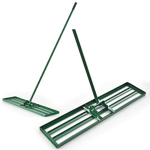 COSTWAY Rastrello Livellatore per Prato, Attrezzo per la Livellatura del Prato con Manico Ergonomico, Livellatrice per Giardino, Cortile, Campo da Golf, Fattoria e Pascolo (Verde 106 x 25 cm)