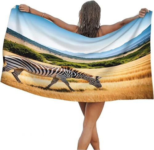 okoikfc 3D Strandtuch 150x200 cm Zebra Badetuch Groß Zebra Microfaser Handtücher Weich Schnell Trocknen Strandhandtuch Herren Frauen Badetücher, Strandtücher Strandlaken Handtuch A1735