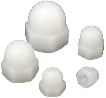 SINEKY 2/5/10/50 Stück Nylon-Hutmuttern mit Hutkappe, weiß/schwarz, Kunststoff, Sechskant-Sechskantmutter, M3, M4, M5, M6, M8, M10, M12, M14, M16, M18, M20(Color:White,Size:M5 (50pcs))